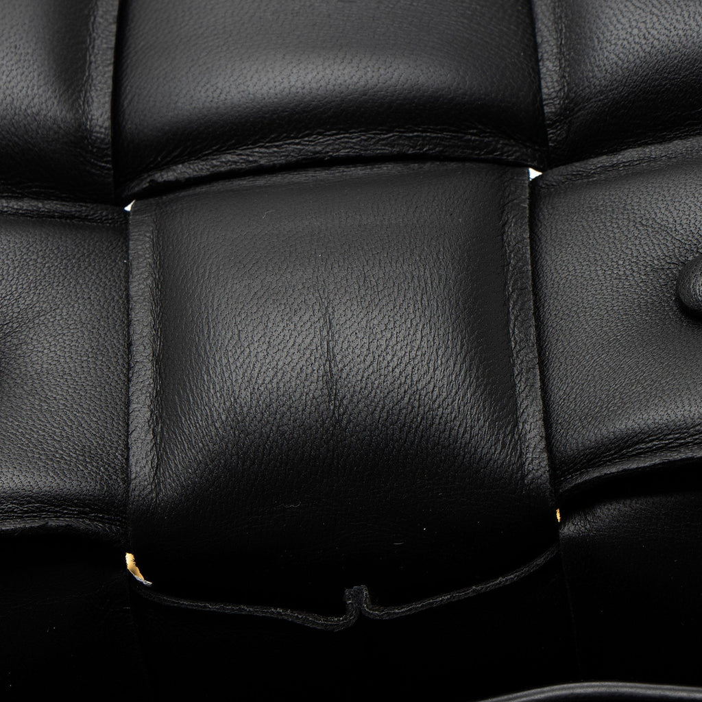 Bottega Veneta Lambskin Cassette Chain Maxi Shoulder Bag - Black