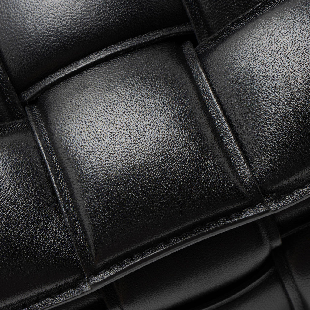 Bottega Veneta Lambskin Cassette Chain Maxi Shoulder Bag - Black