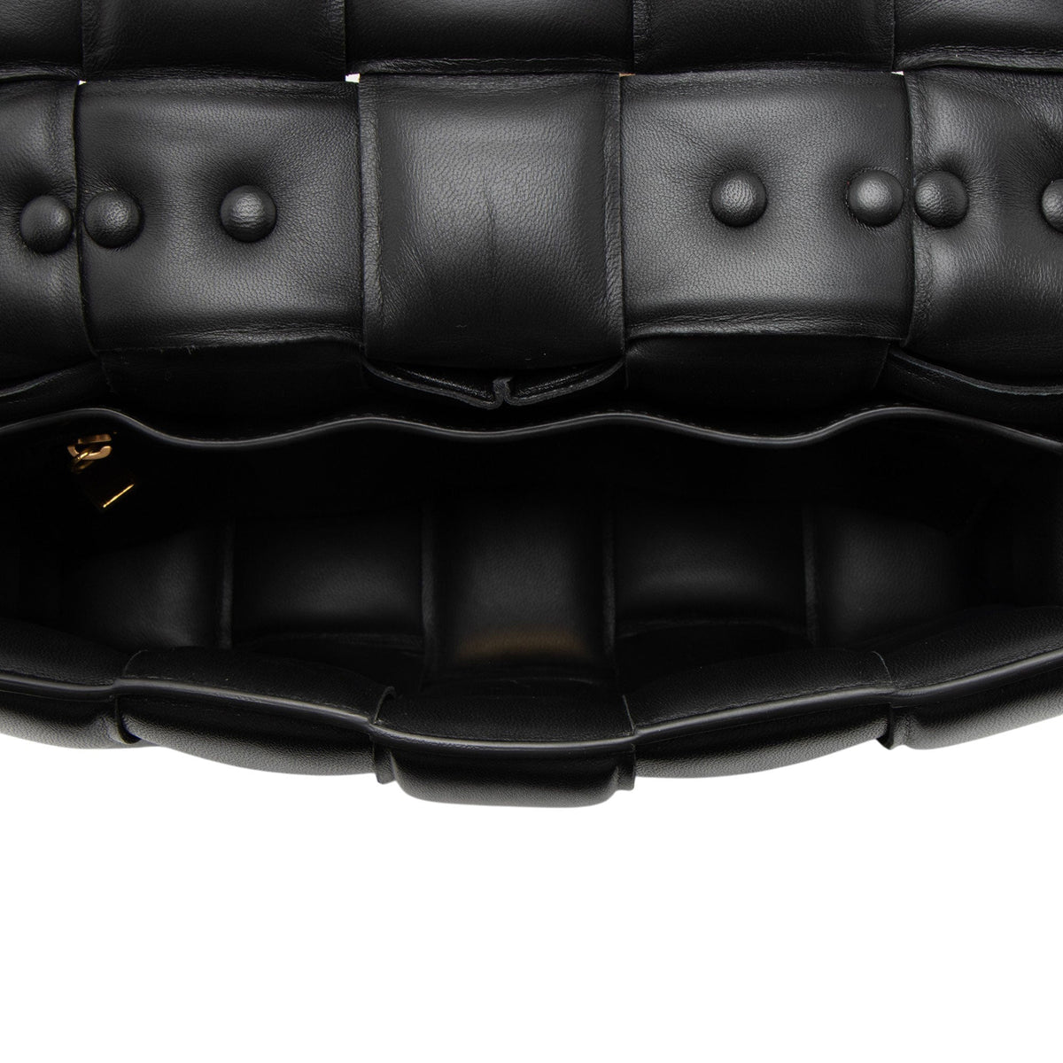 Bottega Veneta Lambskin Cassette Chain Maxi Shoulder Bag - Black