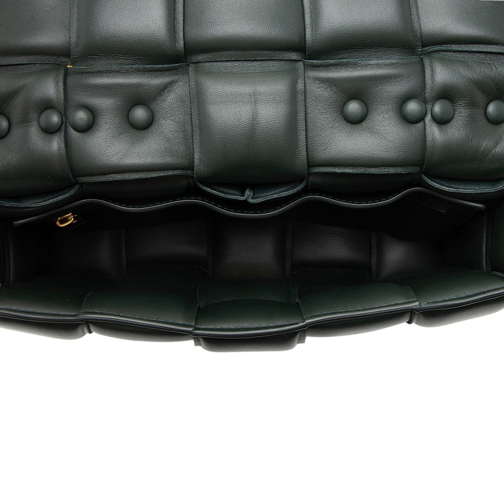 Bottega Veneta Lambskin Cassette Chain Maxi Shoulder Bag - Green