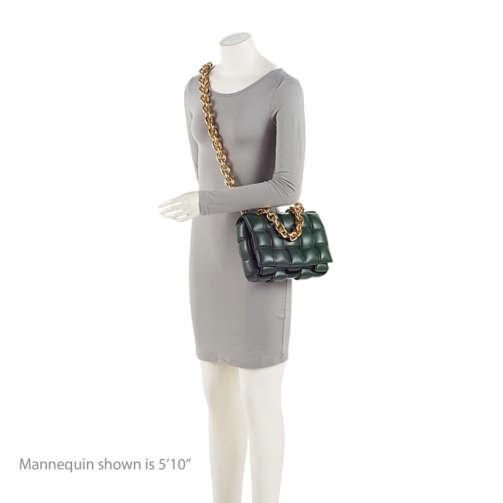 Bottega Veneta Lambskin Cassette Chain Maxi Shoulder Bag - Green