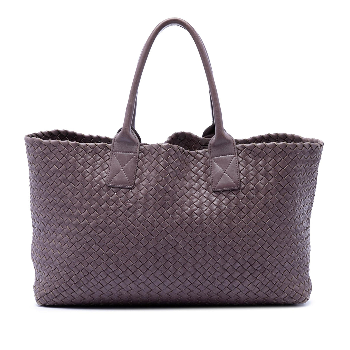 Bottega Veneta Limited Edition Medium Lambskin Intreccio Cabat Tote Bag - Purple