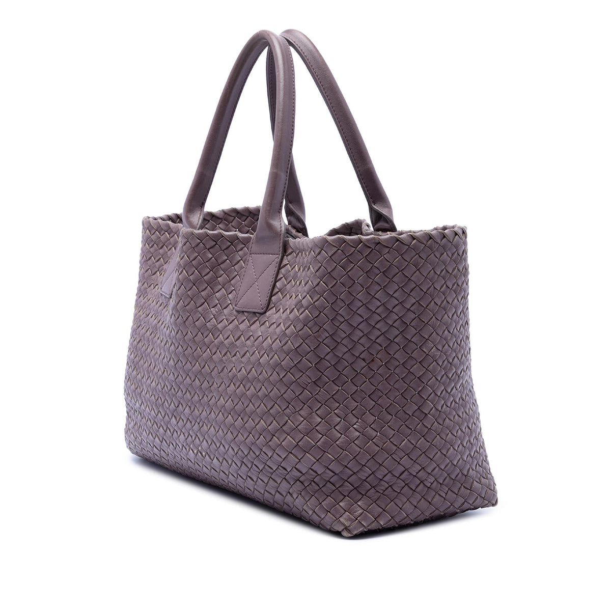 Bottega Veneta Limited Edition Medium Lambskin Intreccio Cabat Tote Bag - Purple