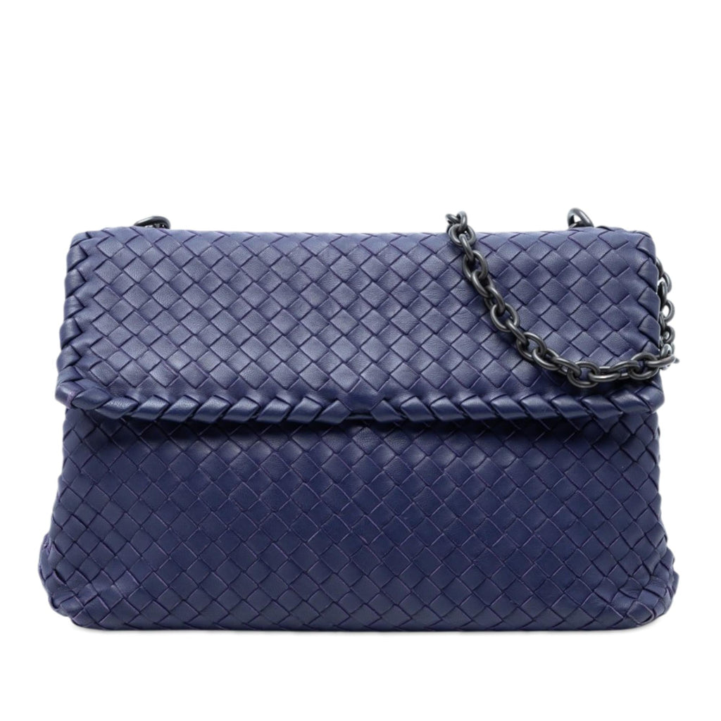 Bottega Veneta Medium Nappa Intrecciato Olimpia Shoulder Bag - Blue