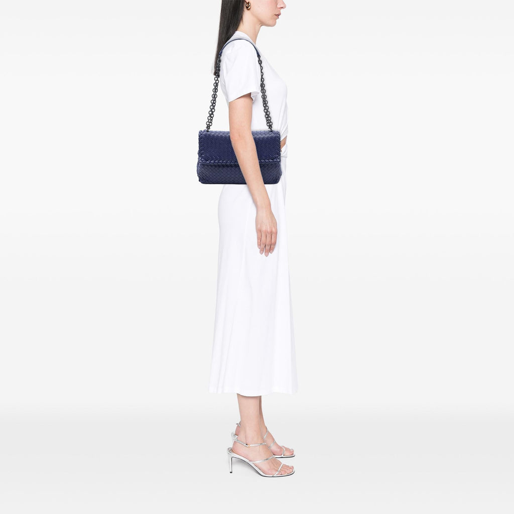 Bottega Veneta Medium Nappa Intrecciato Olimpia Shoulder Bag - Blue