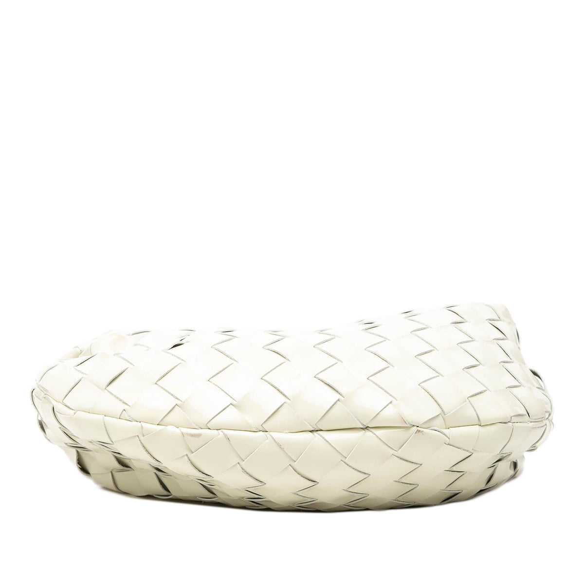 Bottega Veneta Mini Patent Intrecciato Jodie Hobo Bag - White