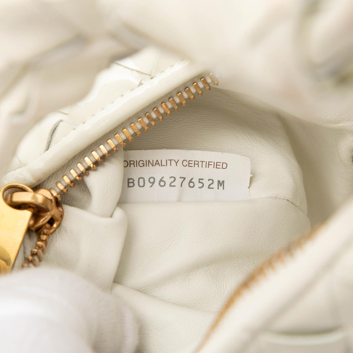 Bottega Veneta Mini Patent Intrecciato Jodie Hobo Bag - White