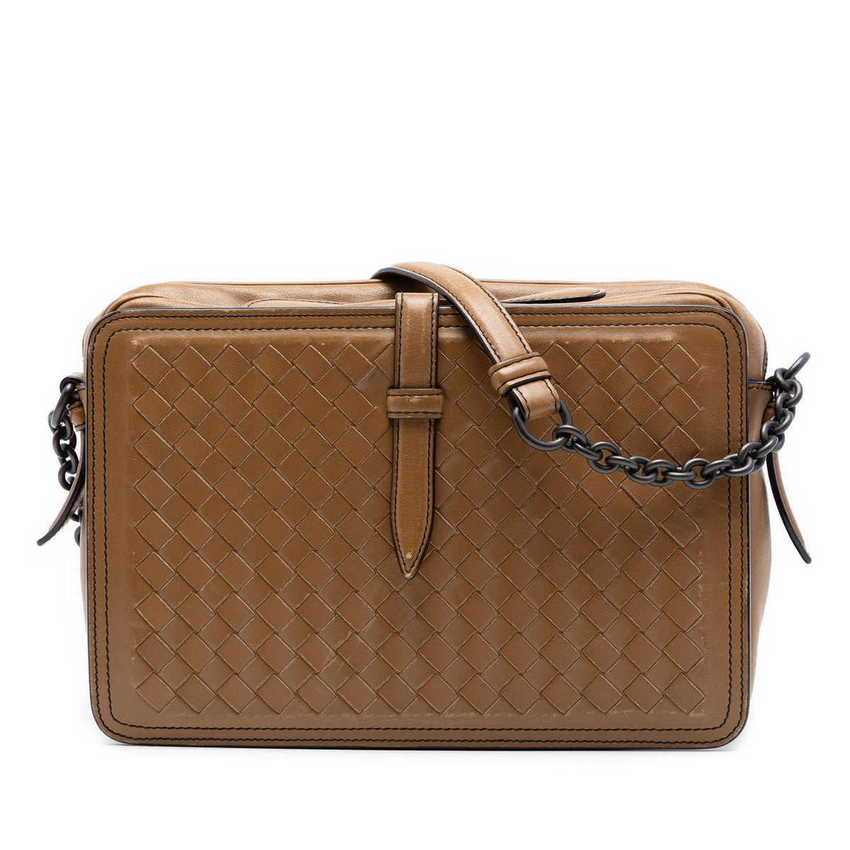 Bottega Veneta Nappa Intrecciato Belt Flap Camera Bag - Brown