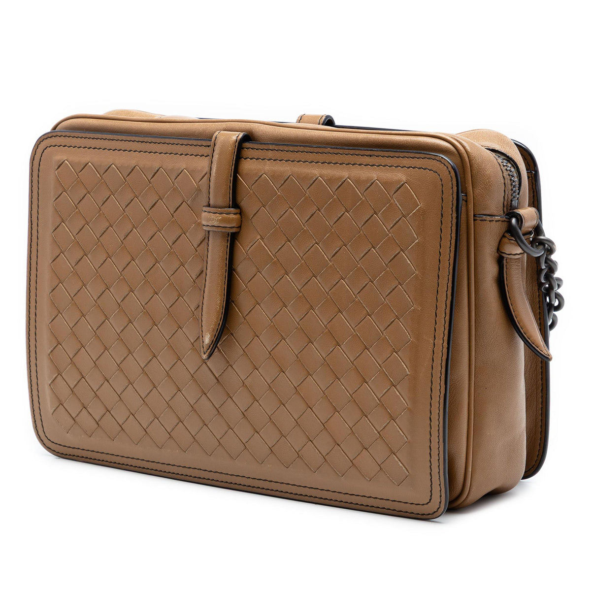 Bottega Veneta Nappa Intrecciato Belt Flap Camera Bag - Brown