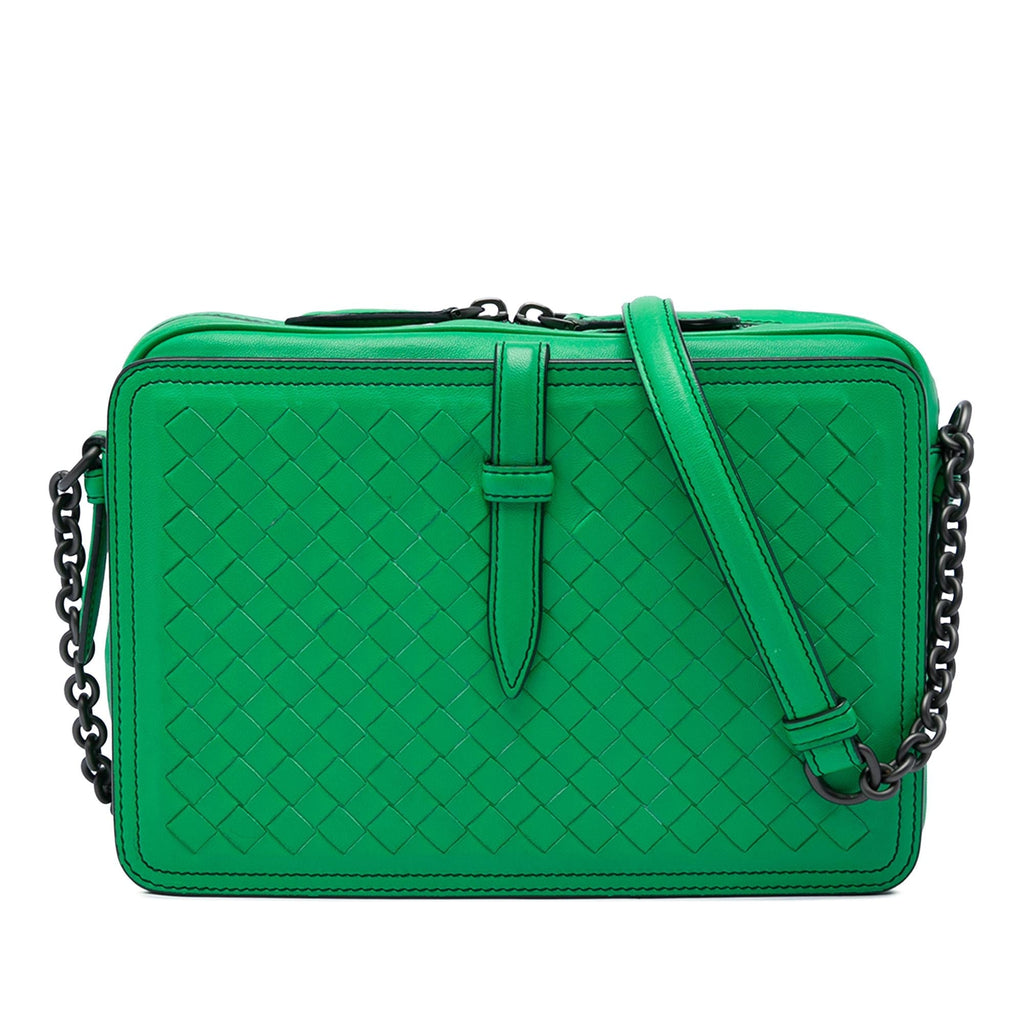 Bottega Veneta Nappa Intrecciato Belt Flap Camera Bag - Green