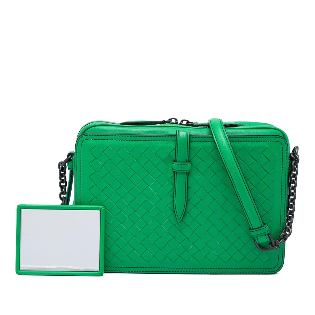 Bottega Veneta Nappa Intrecciato Belt Flap Camera Bag - Green