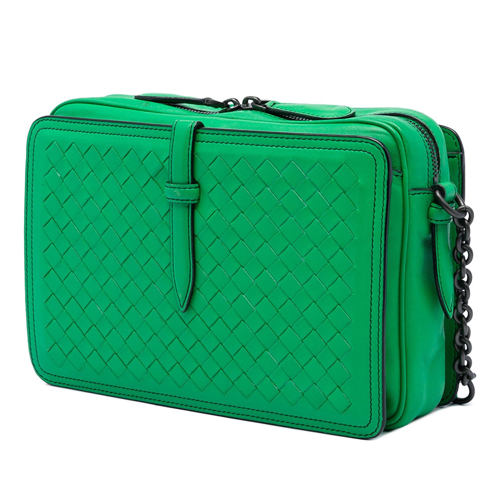 Bottega Veneta Nappa Intrecciato Belt Flap Camera Bag - Green