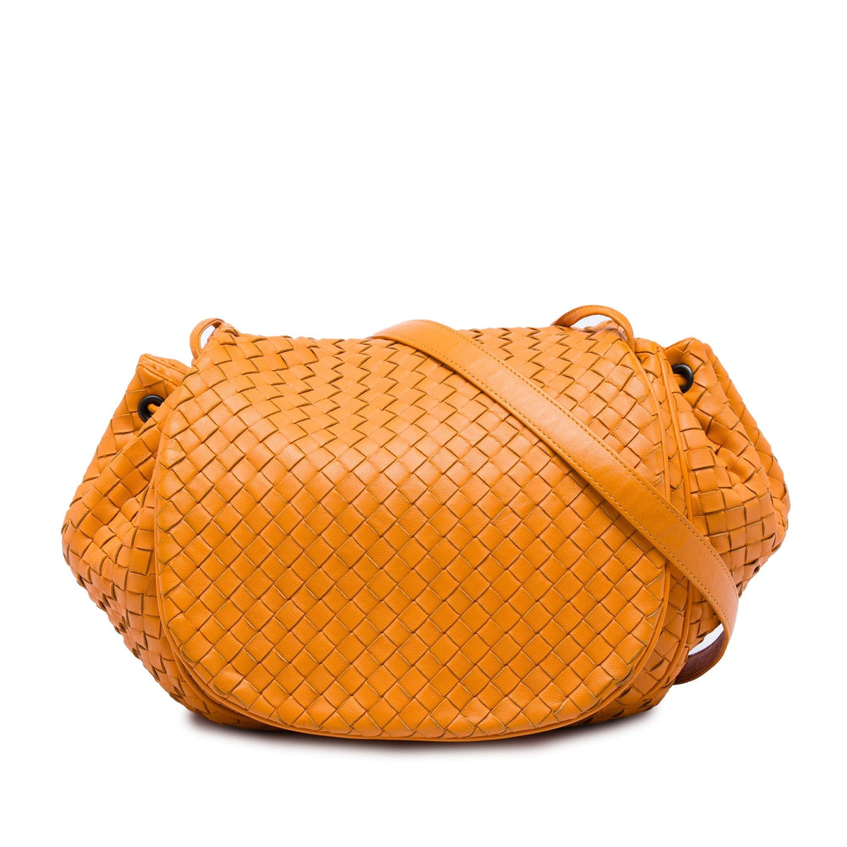 Bottega Veneta Nappa Intrecciato Flap Crossbody Bag - Orange