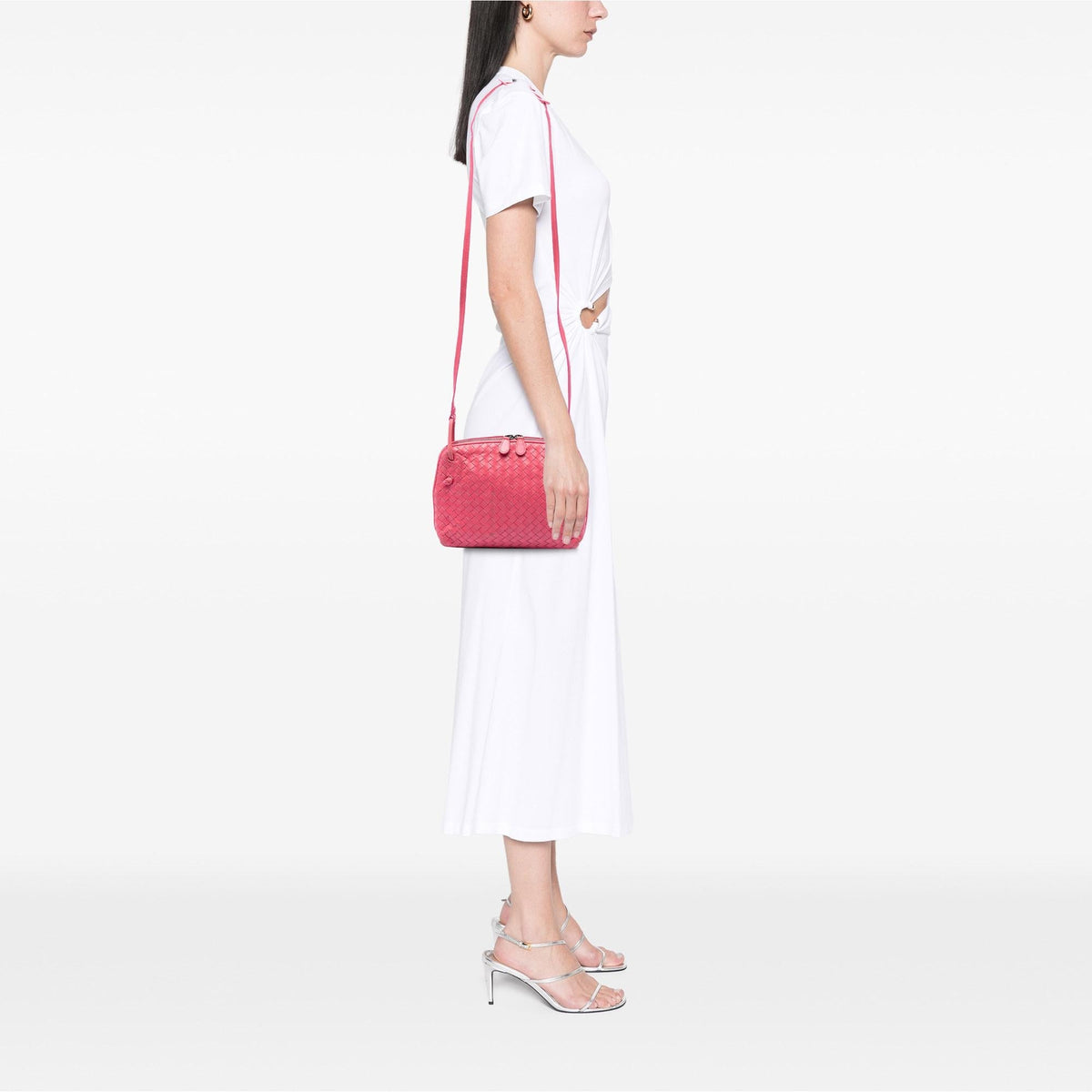 Bottega Veneta Nappa Intrecciato Nodini Crossbody Bag - Pink