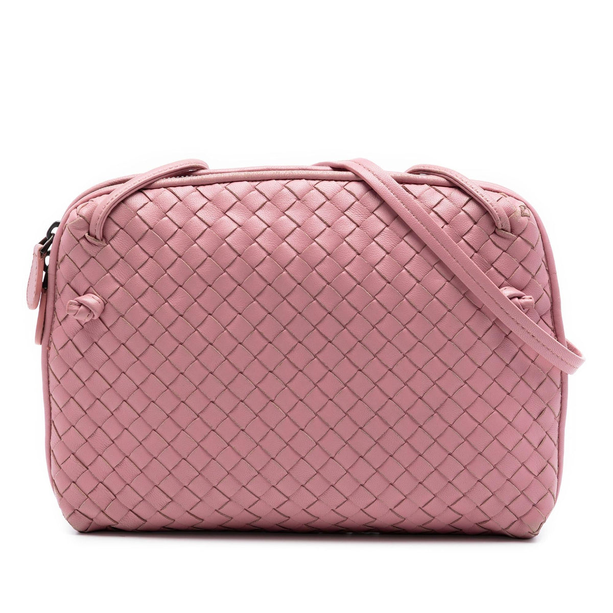 Bottega Veneta Nappa Intrecciato Nodini Crossbody Bag - Pink