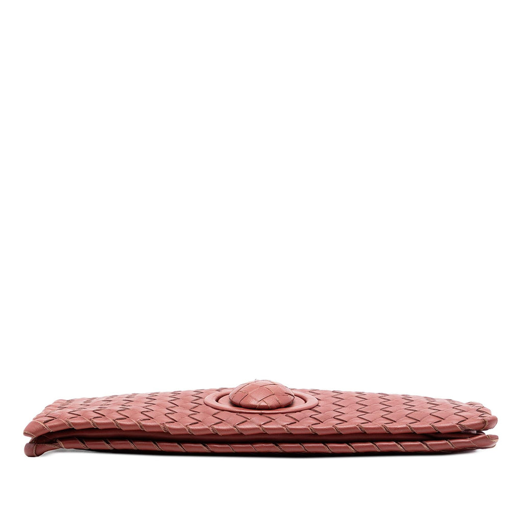 Bottega Veneta Nappa Intrecciato Turn Lock Clutch - Red