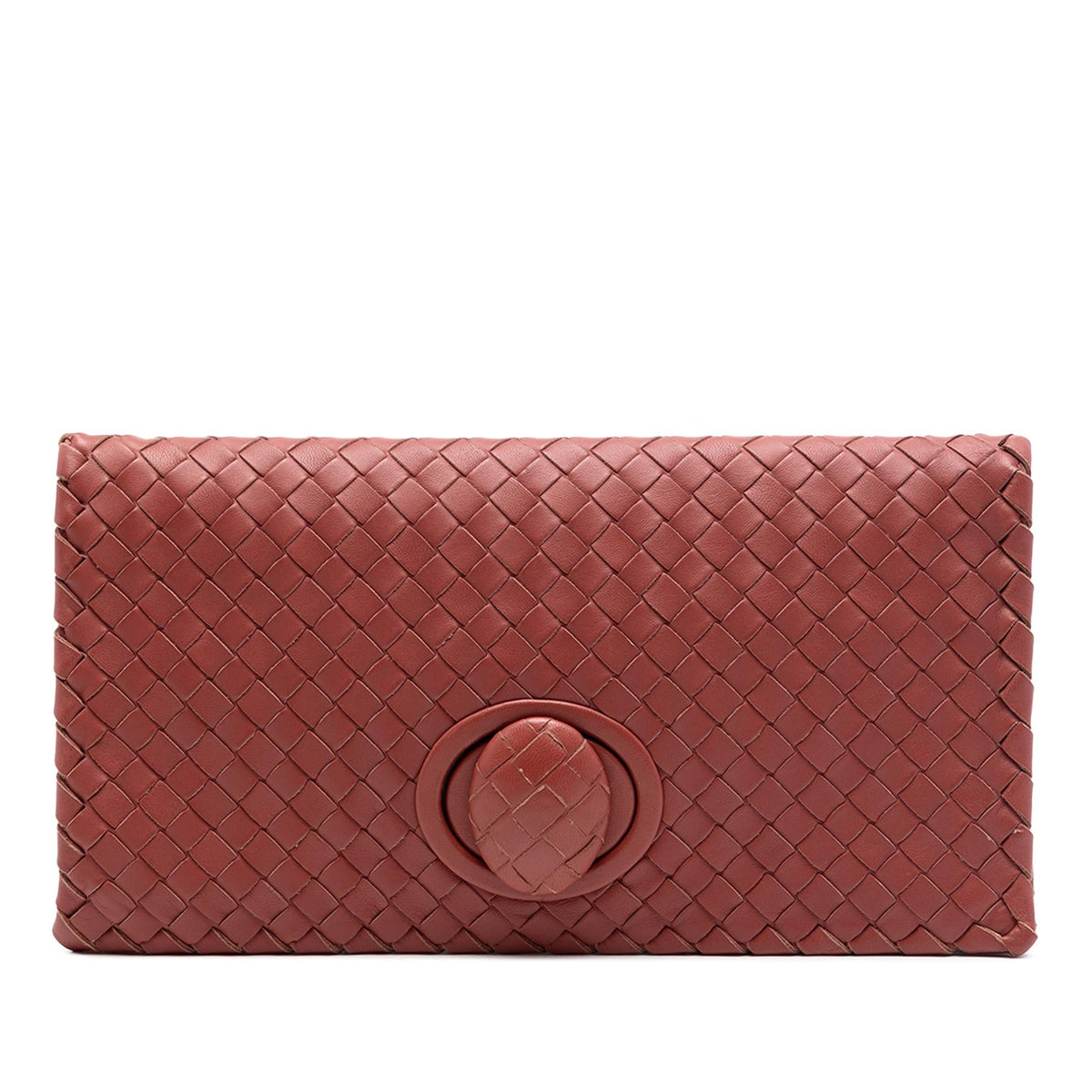 Bottega Veneta Nappa Intrecciato Turn Lock Clutch - Red
