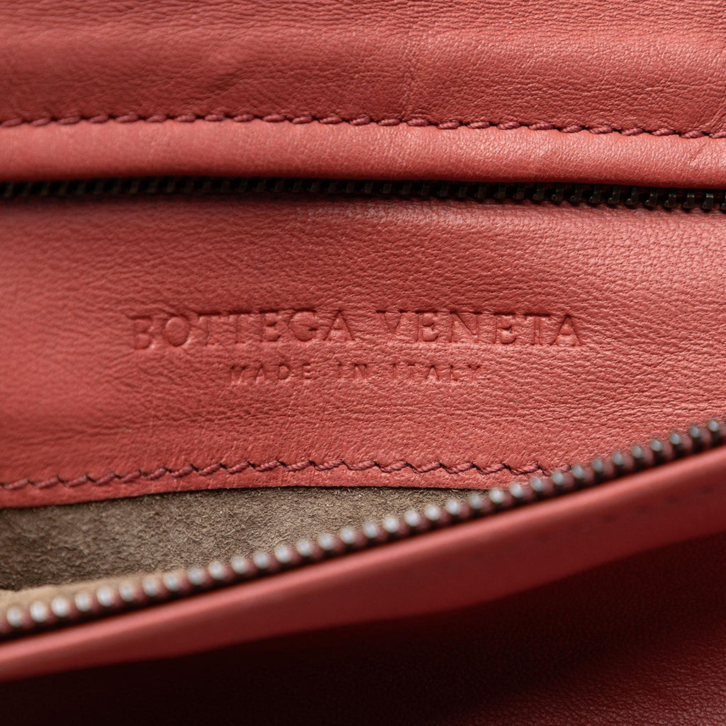 Bottega Veneta Nappa Intrecciato Turn Lock Clutch - Red