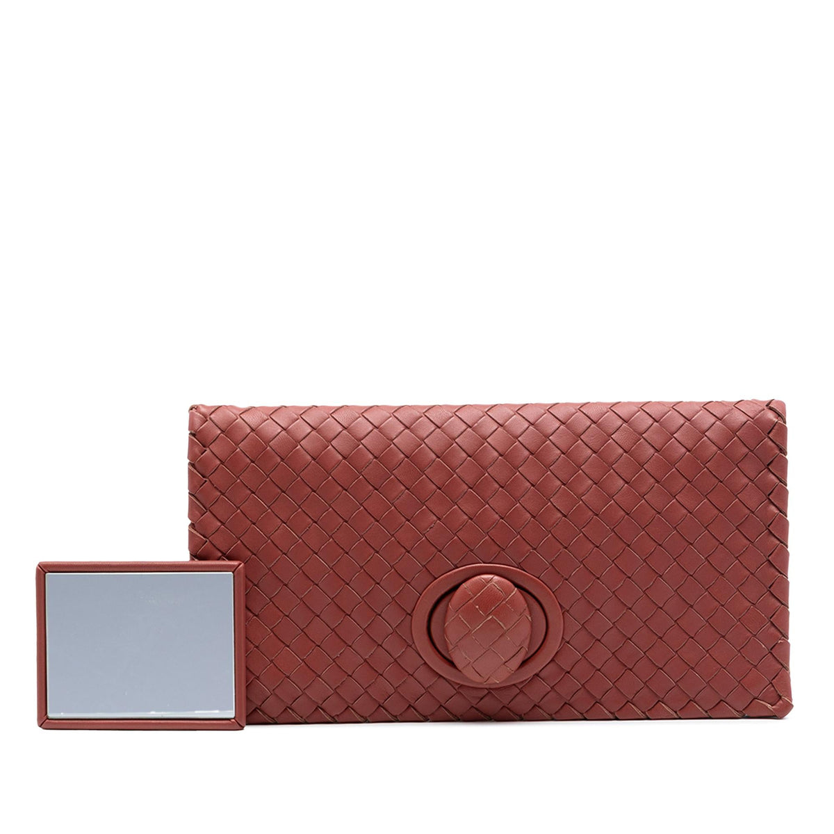 Bottega Veneta Nappa Intrecciato Turn Lock Clutch - Red