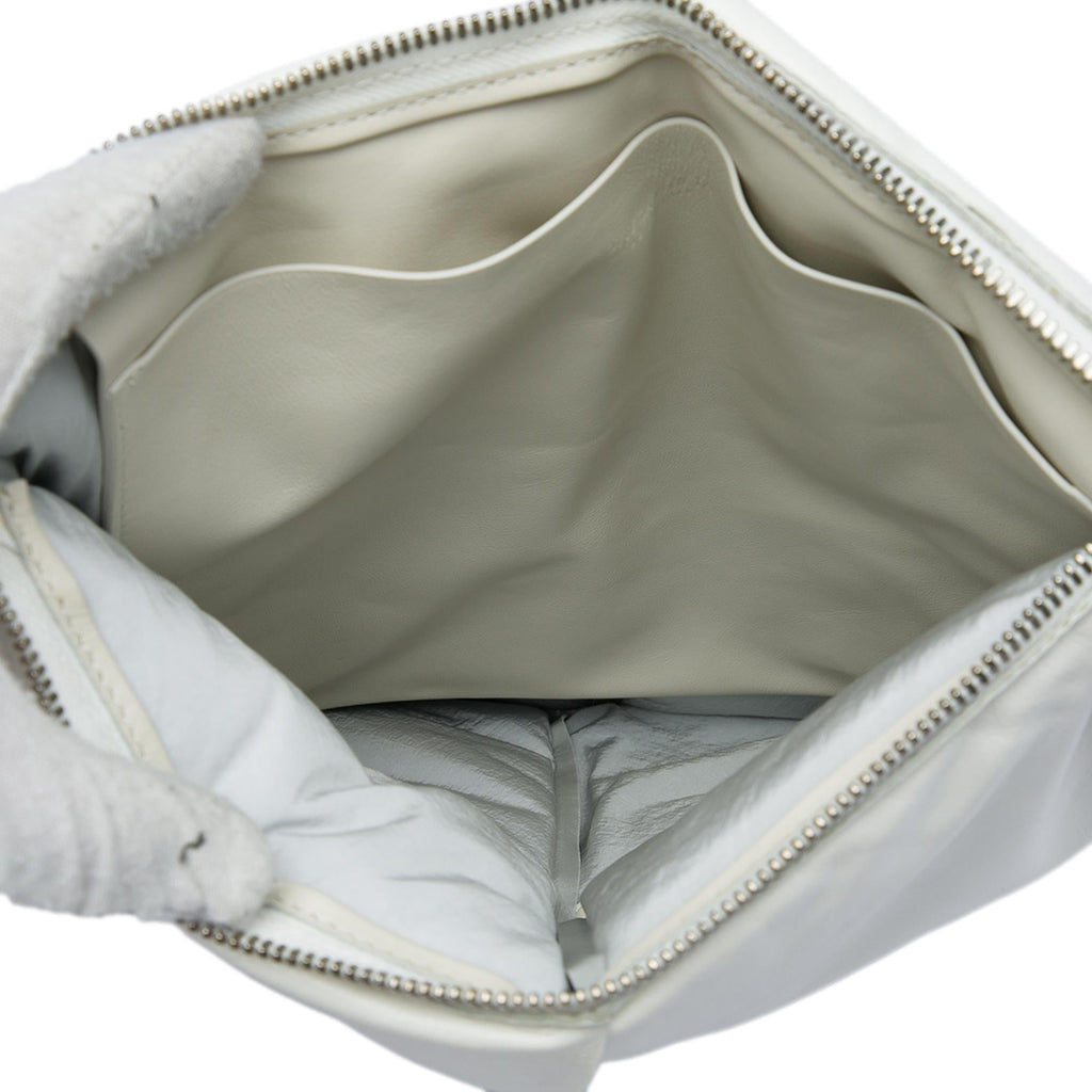 Bottega Veneta Nappa Maxi Intrecciato Padded Square Wristlet Pouch Clutch - White