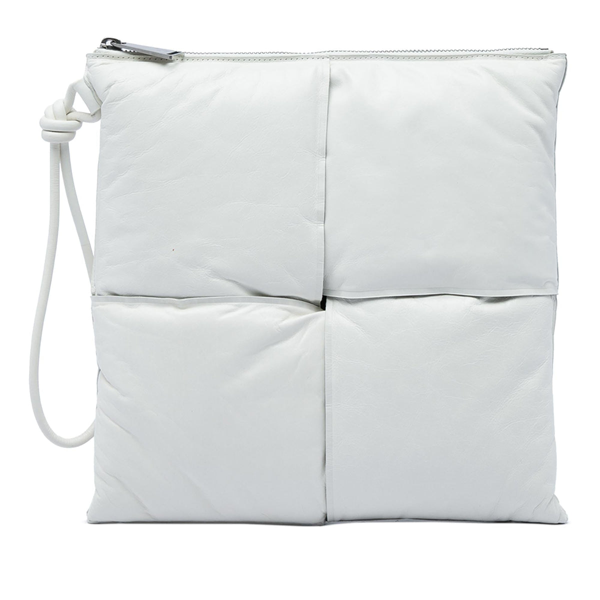 Bottega Veneta Nappa Maxi Intrecciato Padded Square Wristlet Pouch Clutch - White
