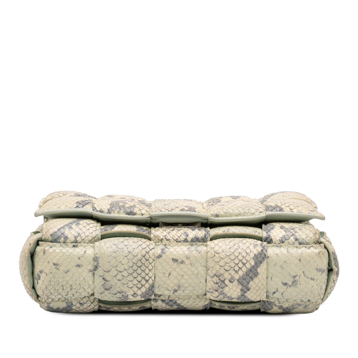 Bottega Veneta Python Embossed Goatskin Intrecciato Padded Cassette Crossbody Bag - Green