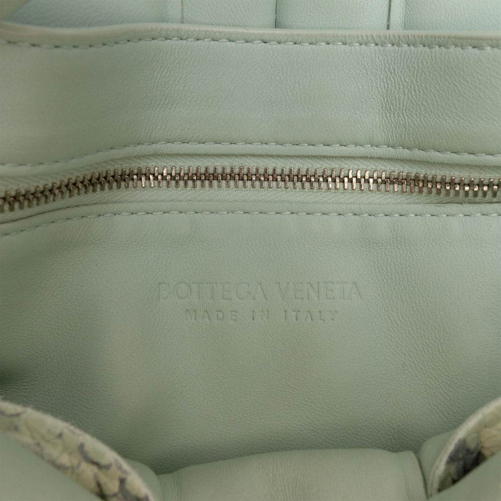 Bottega Veneta Python Embossed Goatskin Intrecciato Padded Cassette Crossbody Bag - Green