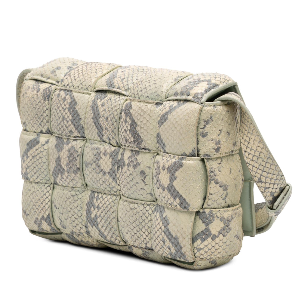 Bottega Veneta Python Embossed Goatskin Intrecciato Padded Cassette Crossbody Bag - Green