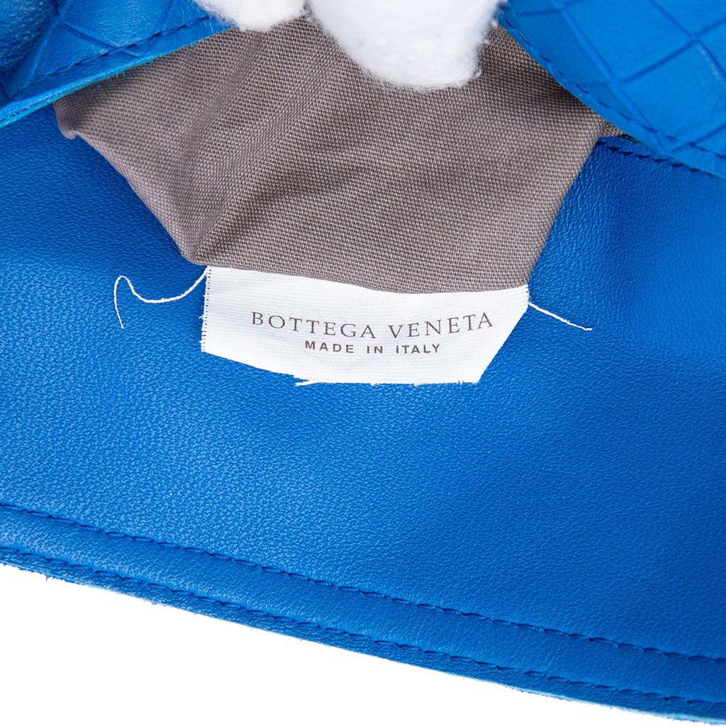 Bottega Veneta Small Calfskin Intrecciomirage Embossed Butterfly Chain Crossbody Bag - Blue