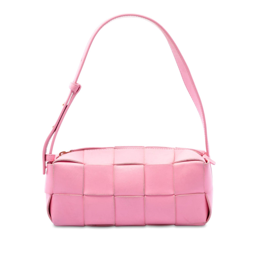Bottega Veneta Small Lambskin Intrecciato Brick Cassette Shoulder Bag - Pink