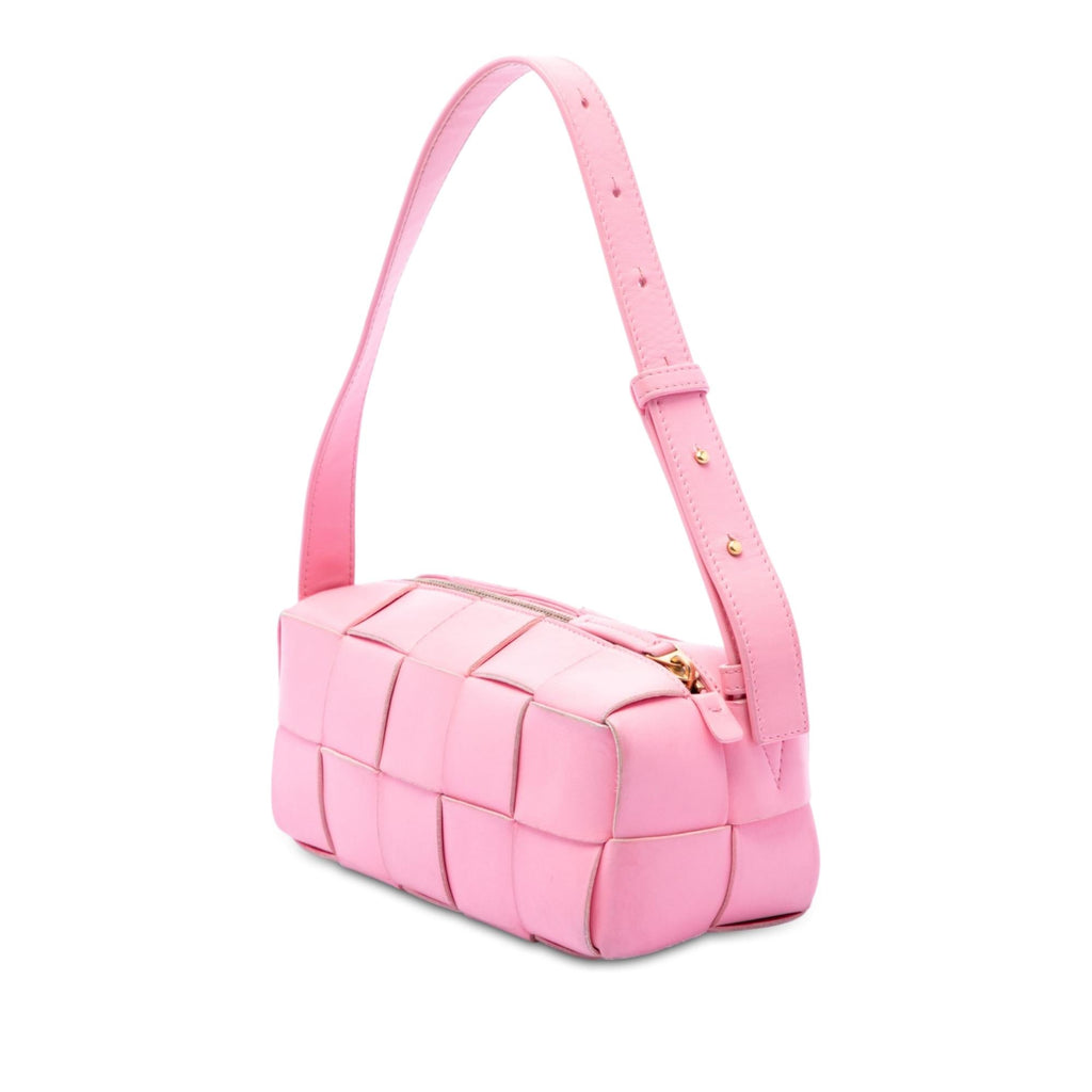 Bottega Veneta Small Lambskin Intrecciato Brick Cassette Shoulder Bag - Pink