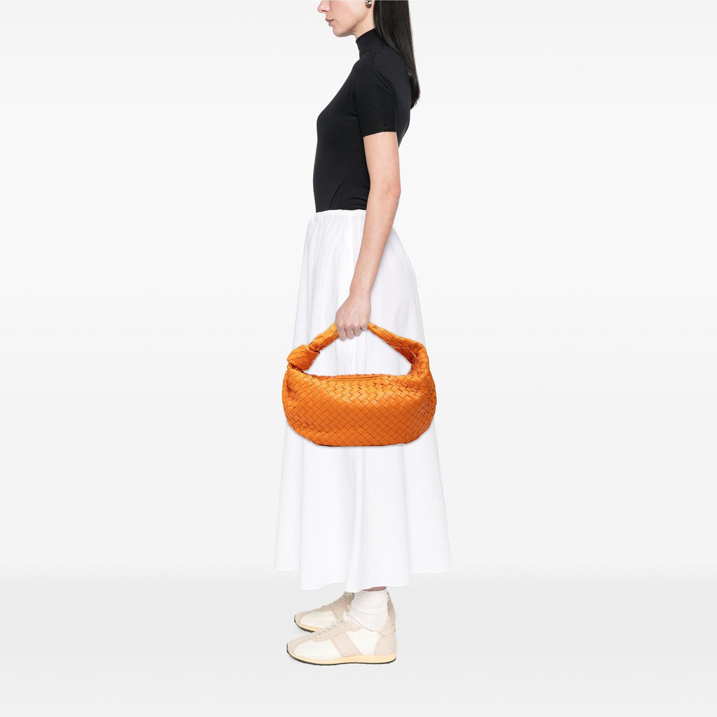 Bottega Veneta Small Nappa Intrecciato Jodie Hobo Bag - Orange