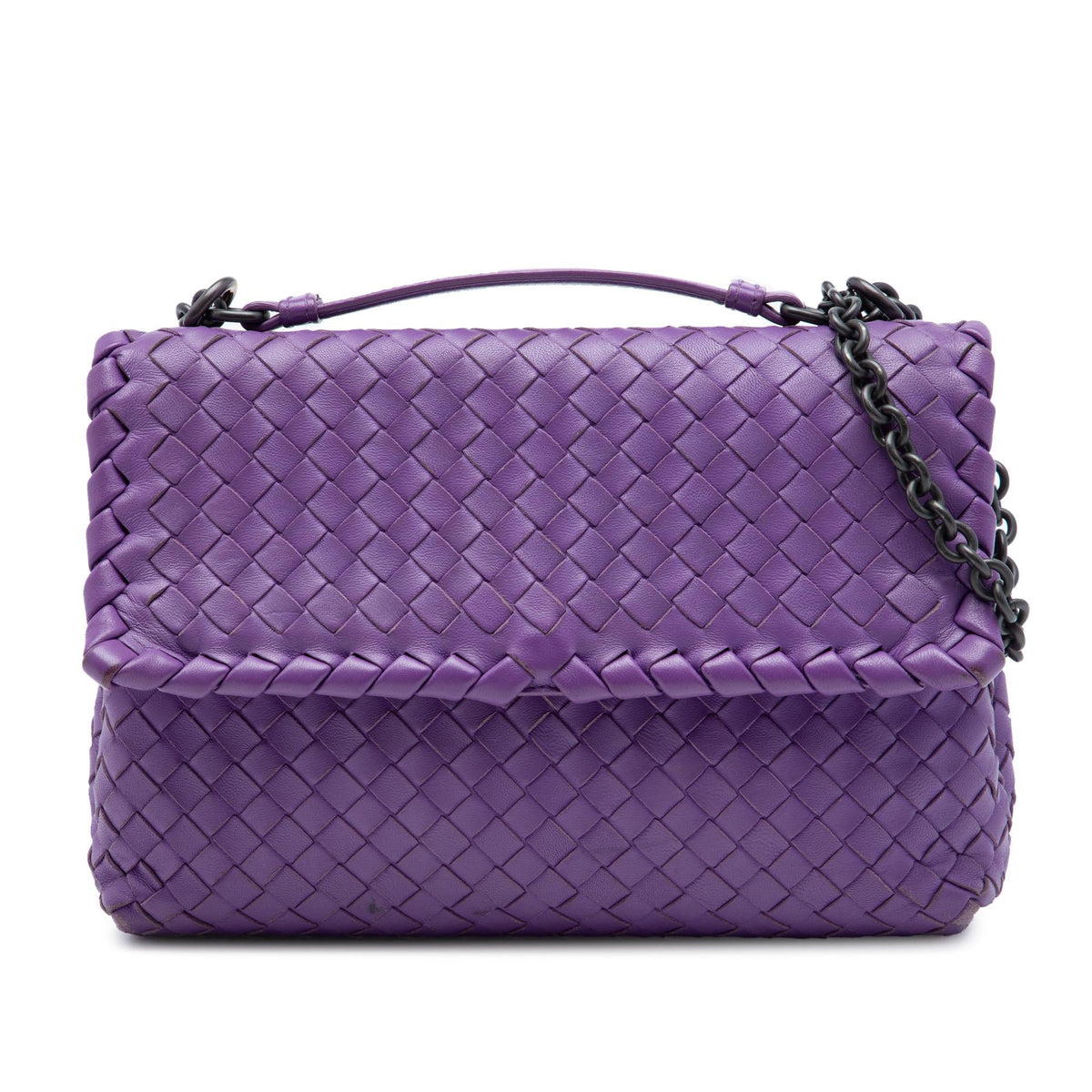 Bottega Veneta Small Nappa Intrecciato Olimpia Crossbody Bag - Purple