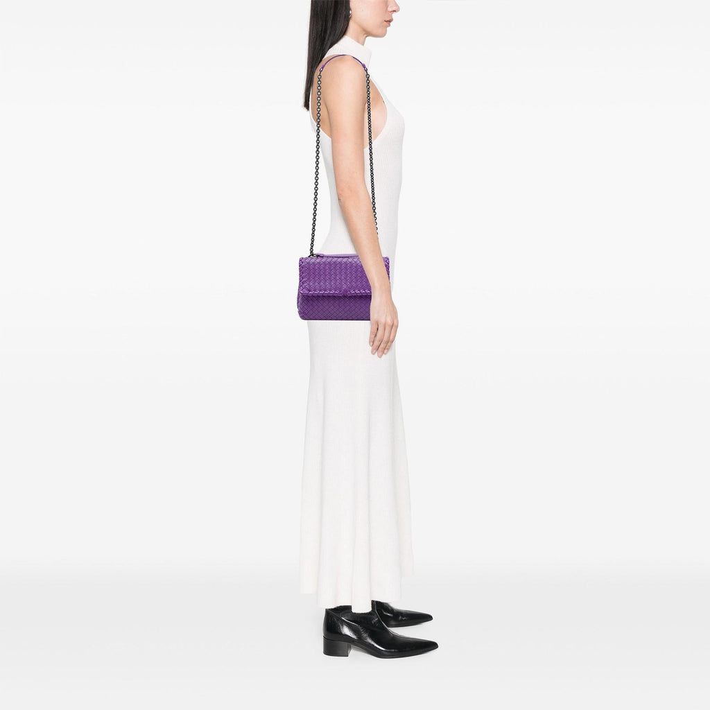 Bottega Veneta Small Nappa Intrecciato Olimpia Crossbody Bag - Purple