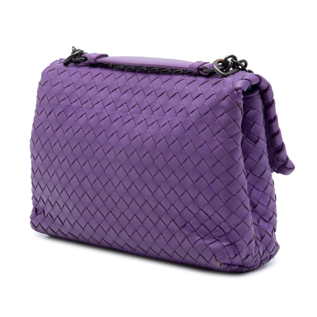 Bottega Veneta Small Nappa Intrecciato Olimpia Crossbody Bag - Purple