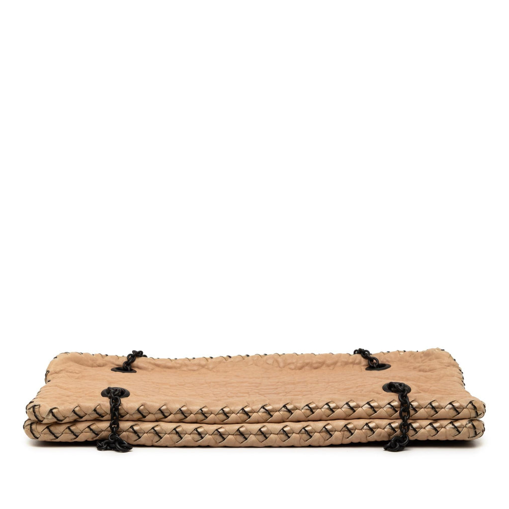 Bottega Veneta Textured Leather Whipstitch Duo Shoulder Bag - Beige