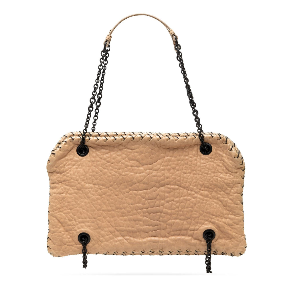 Bottega Veneta Textured Leather Whipstitch Duo Shoulder Bag - Beige