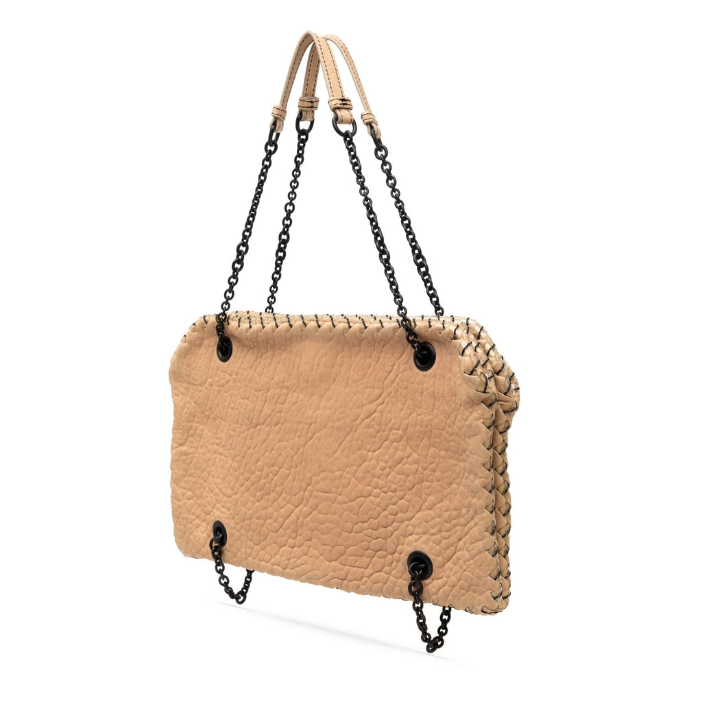 Bottega Veneta Textured Leather Whipstitch Duo Shoulder Bag - Beige