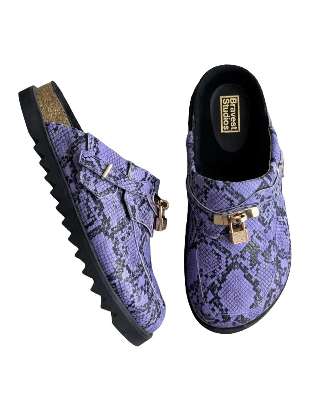 Bravest Studios Bag Clog Snakeskin Purple