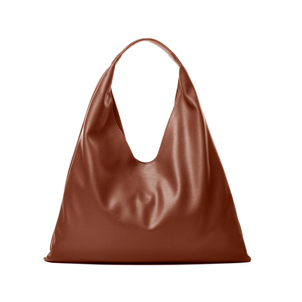 PEBBLE HOBO SHOULDER BAG - BROWN