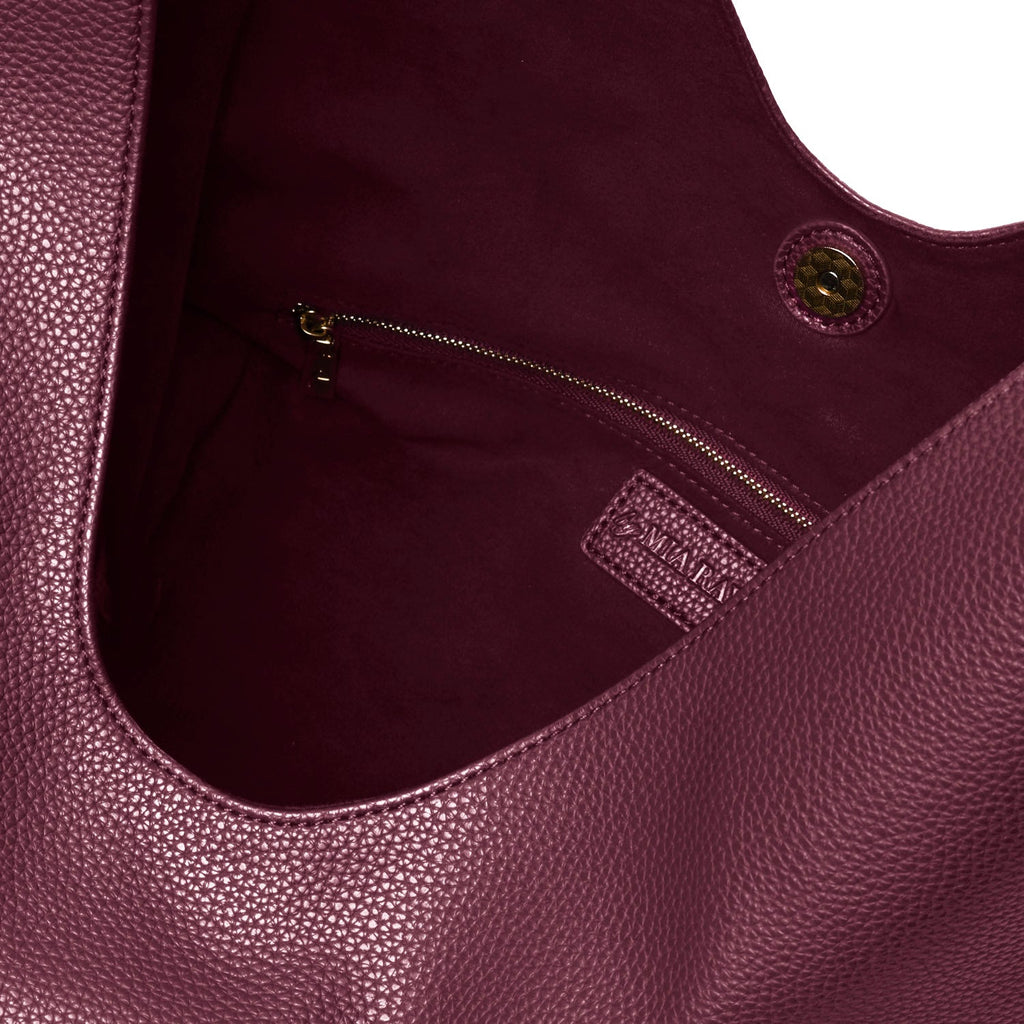 PEBBLE HOBO SHOULDER BAG - BURGUNDY