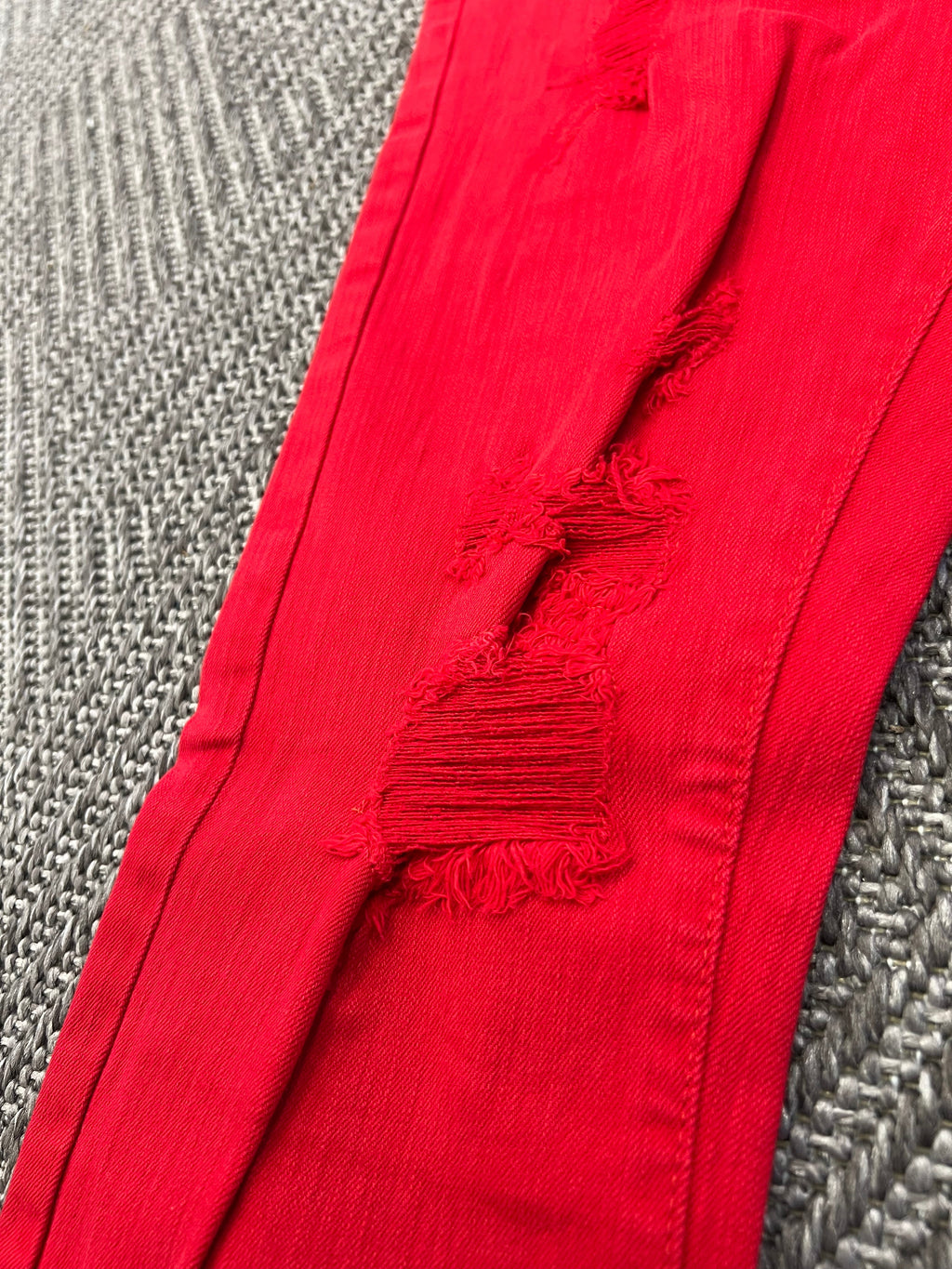 STYLO DENIM RED STACKED FLARE