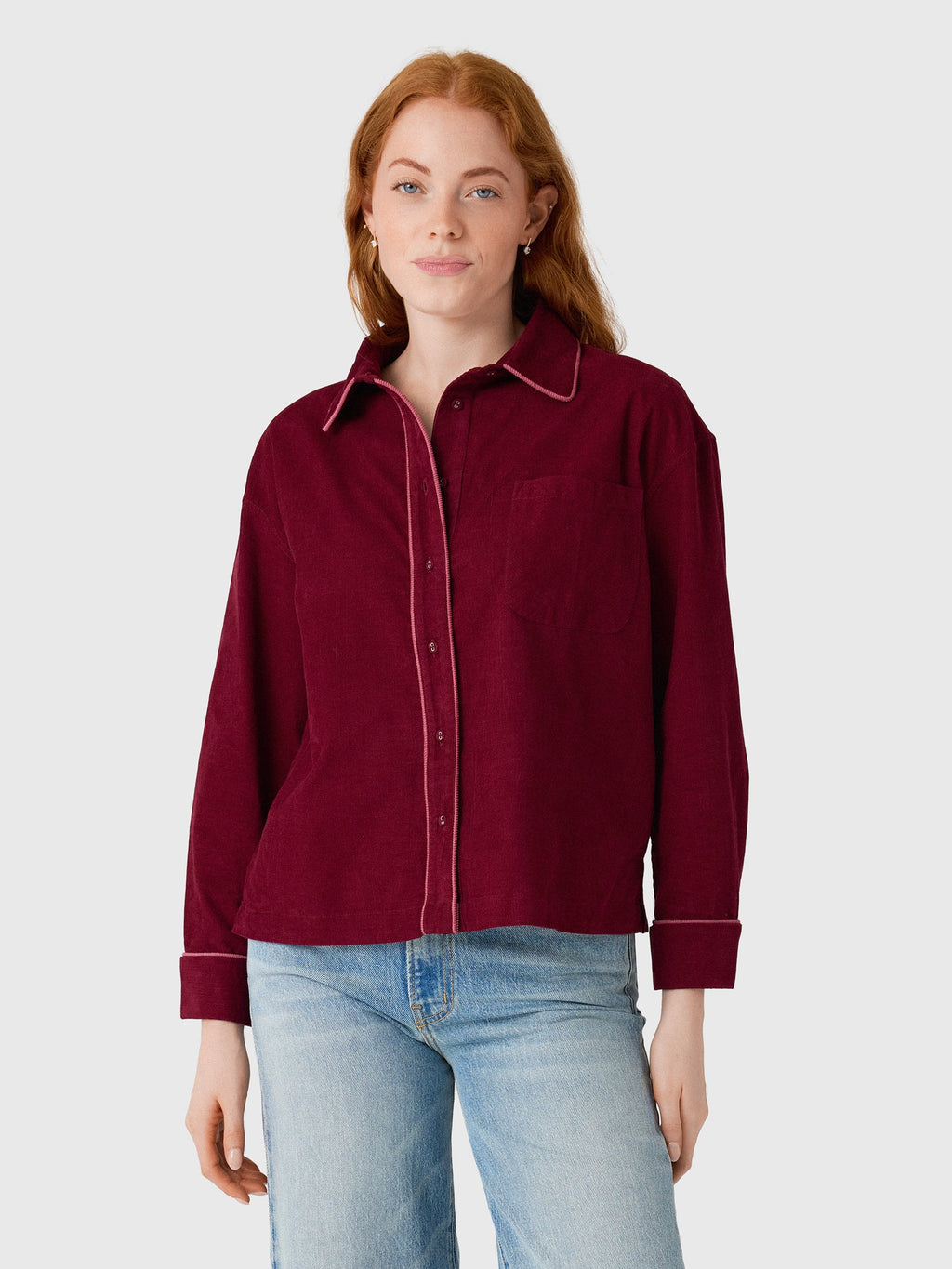 Love Note Women's Cord Boyfriend Top