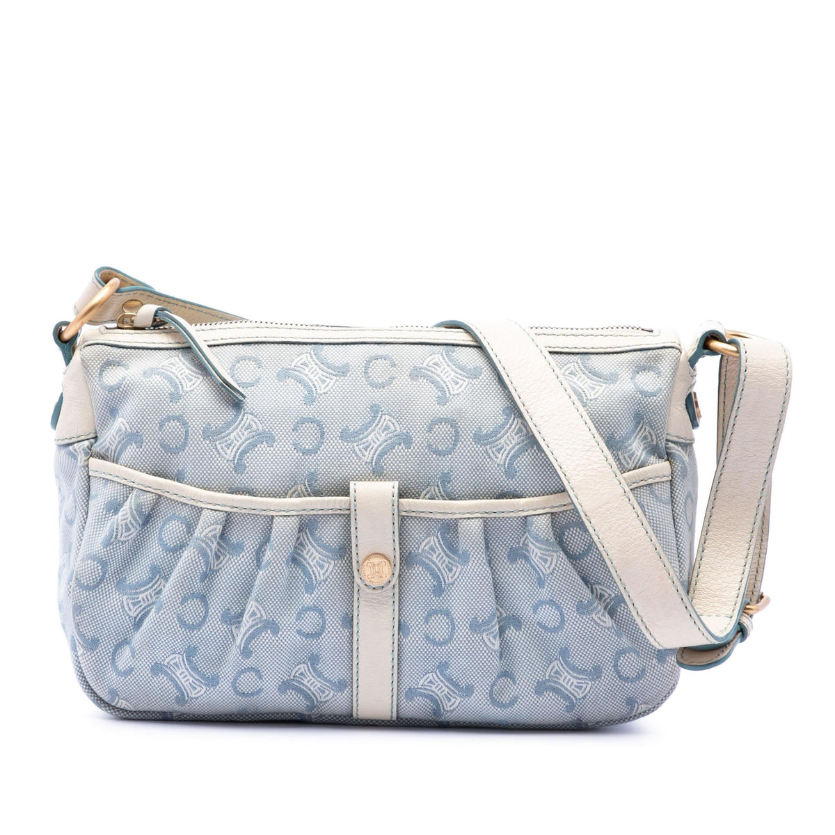 Celine C Macadam Canvas Crossbody Bag - Blue/White