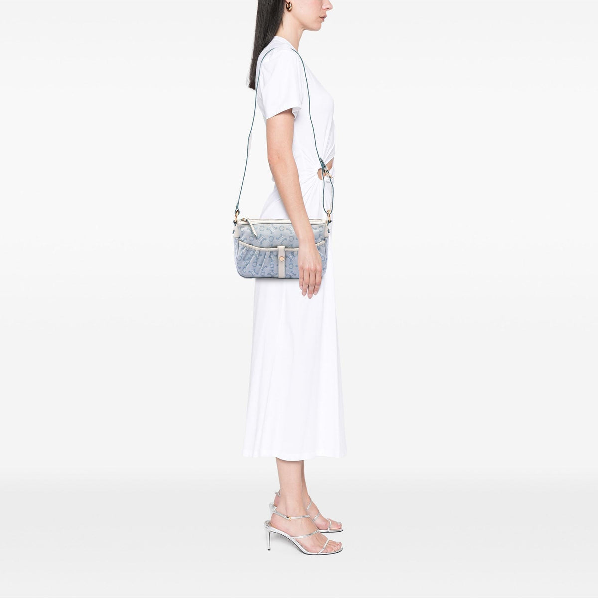 Celine C Macadam Canvas Crossbody Bag - Blue/White