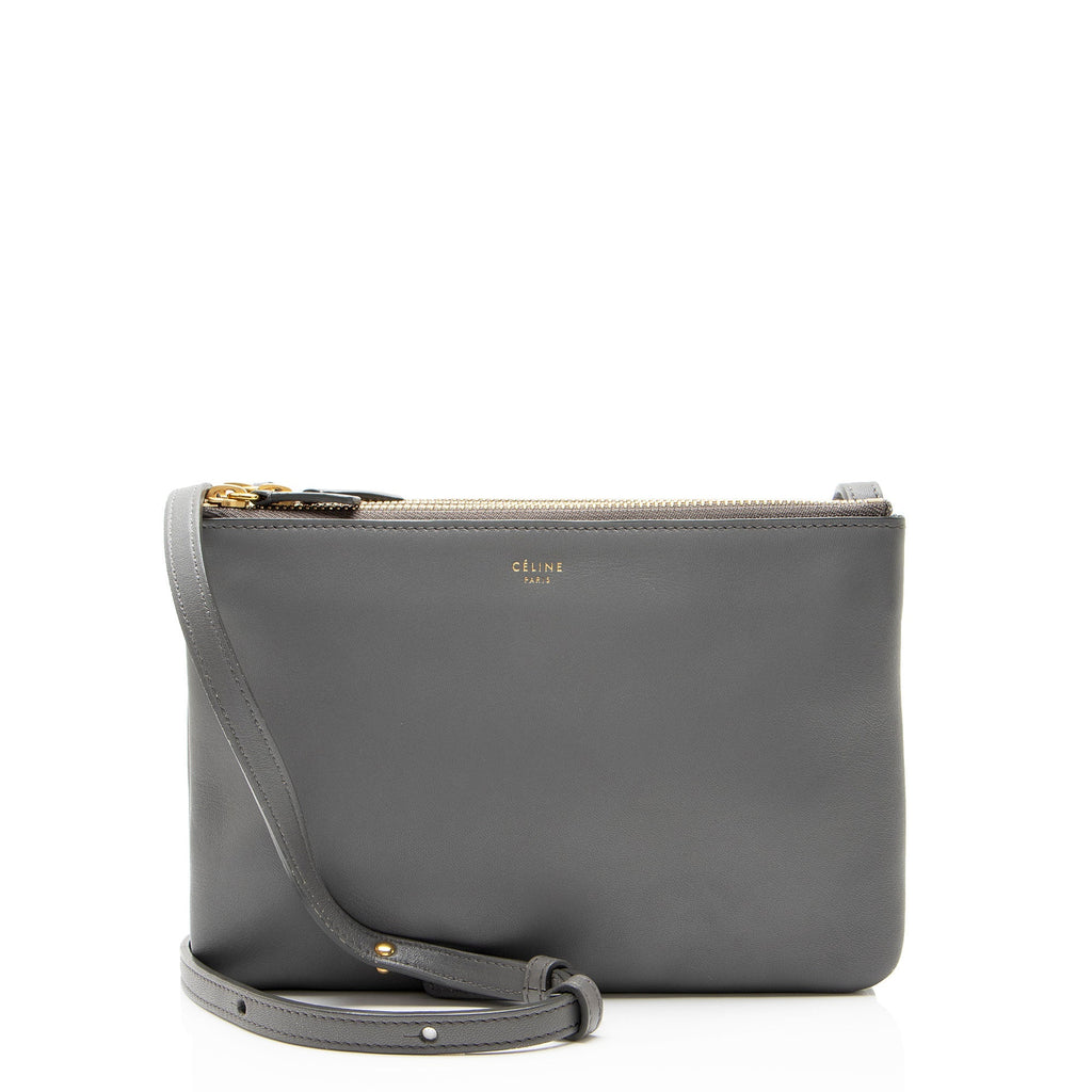 Celine Lambskin Trio Small Crossbody Bag - Grey