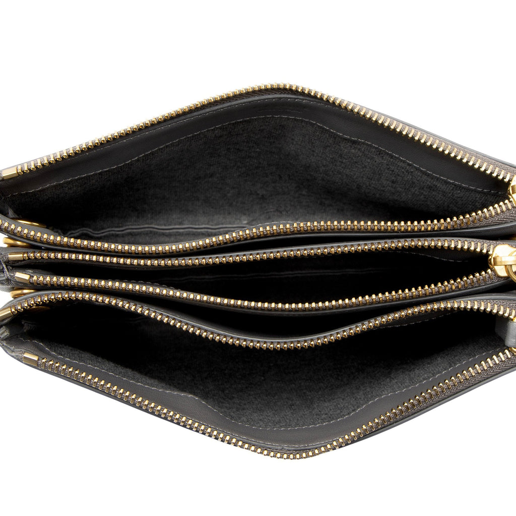 Celine Lambskin Trio Small Crossbody Bag - Grey