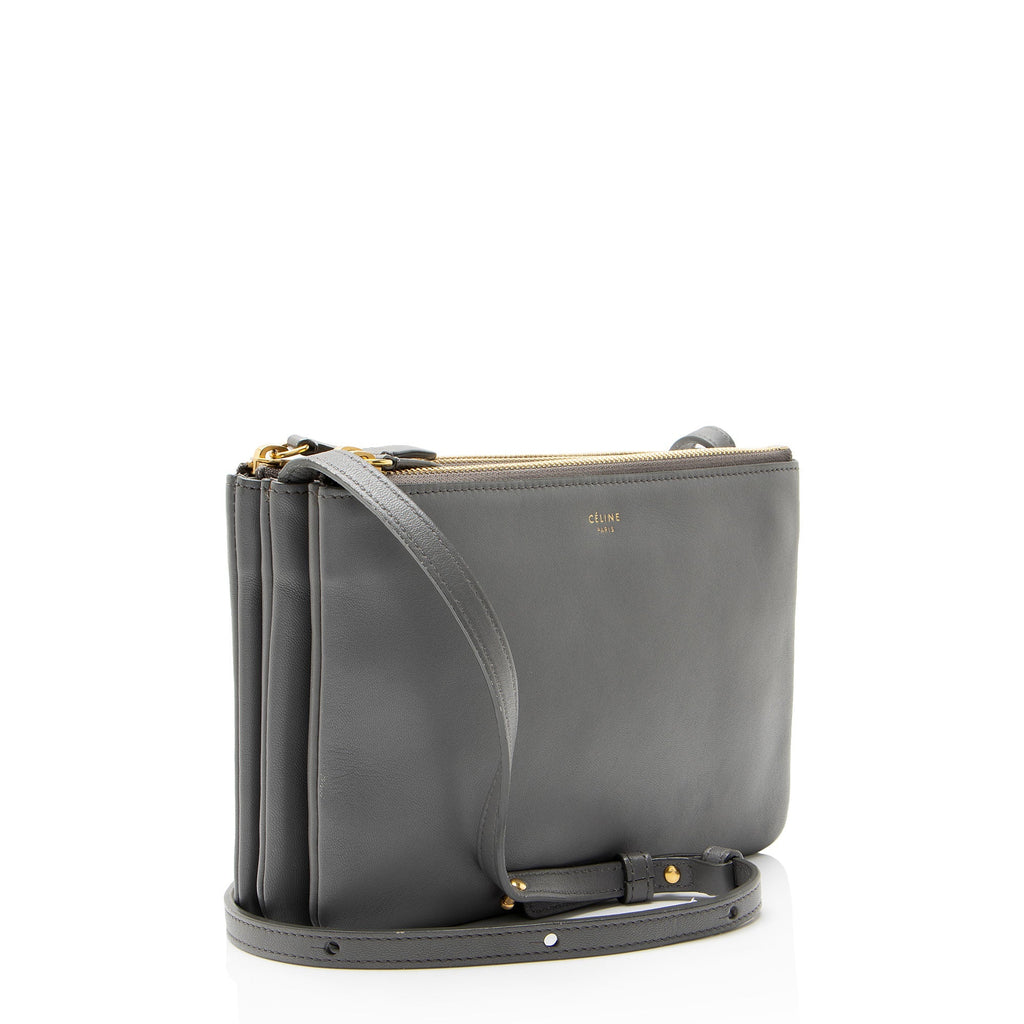 Celine Lambskin Trio Small Crossbody Bag - Grey