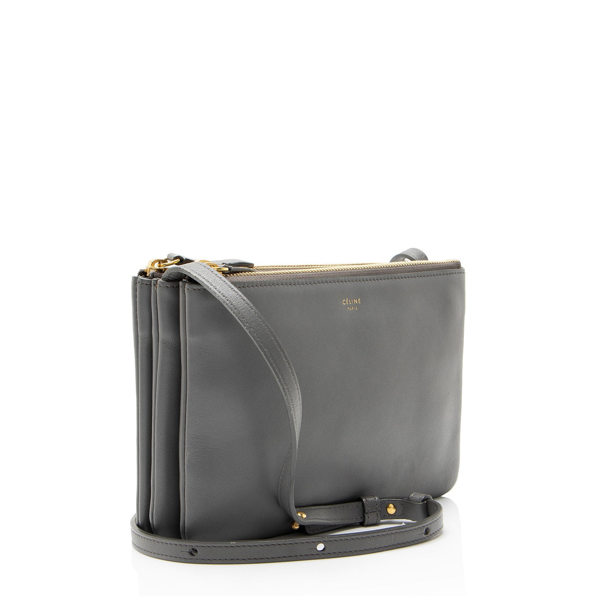Celine Lambskin Trio Small Crossbody Bag - Grey