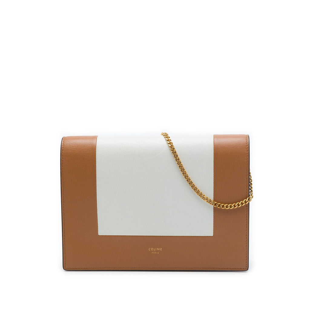 Celine Leather Frame Wallet on Chain - Brown